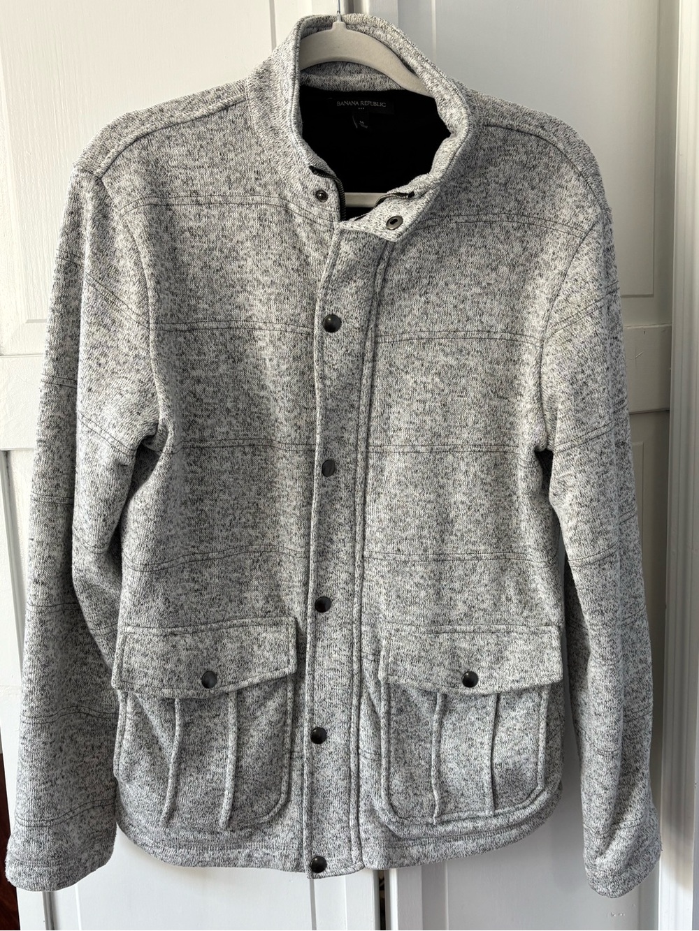 Banana Republic Men’s Gray Knit Field Jacket Sweater